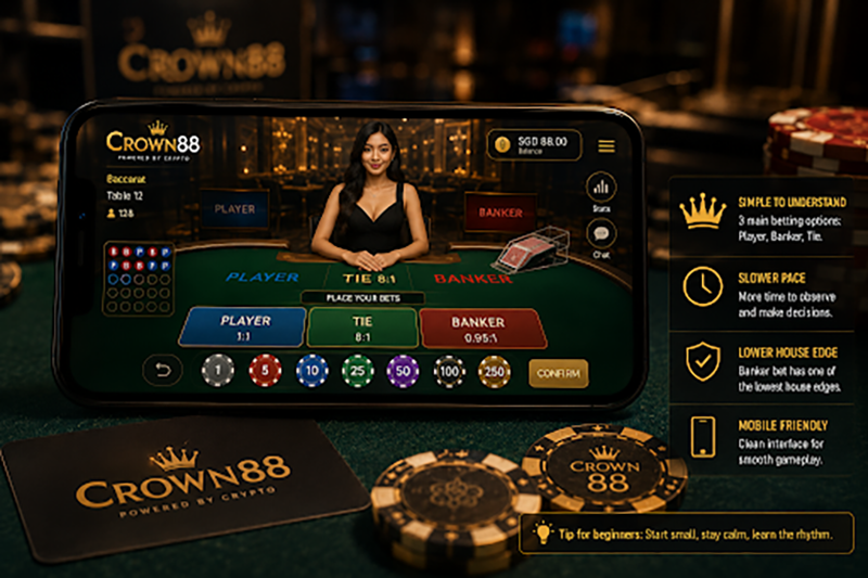 New Singapore player learning baccarat through a Crown88 casino guide