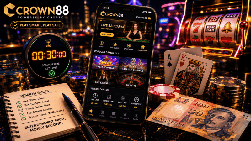 Crown88 Responsible Gambling Singapore mobile session control