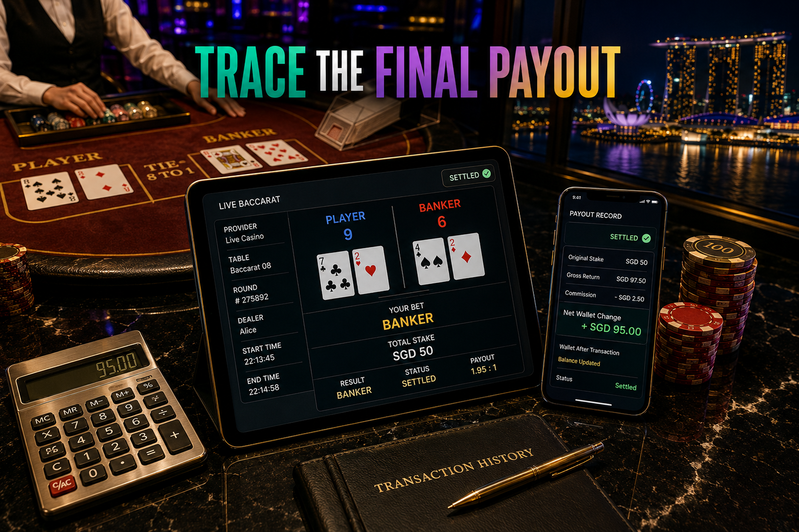 Live casino game history and payout record checked against the completed round